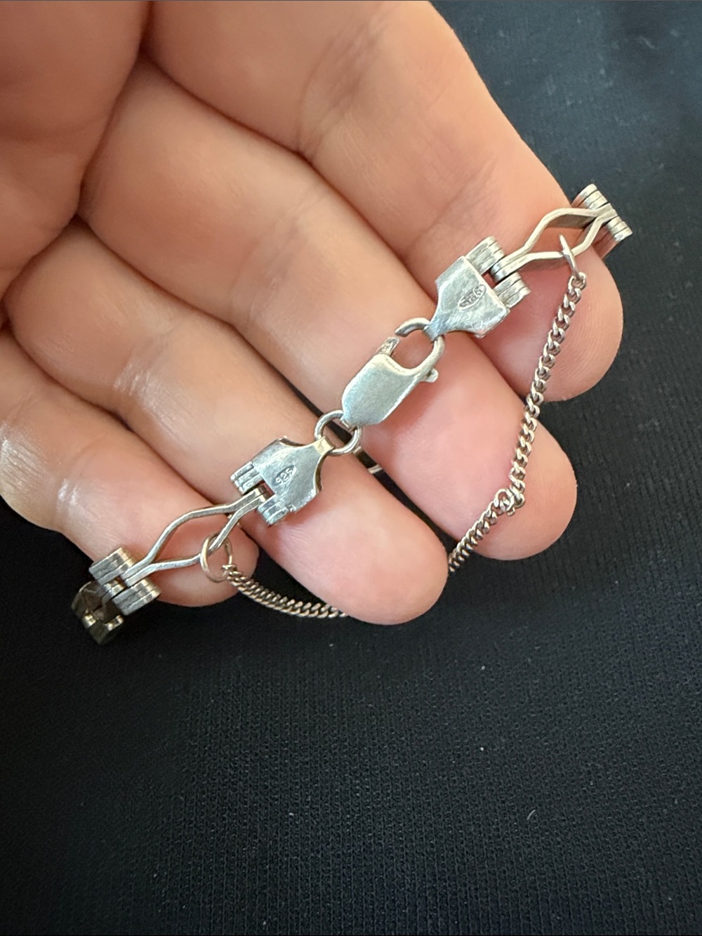 Vintage 925 sterling silver industrial link Brutalist bracelet 7.25” - Picture 5 of 6